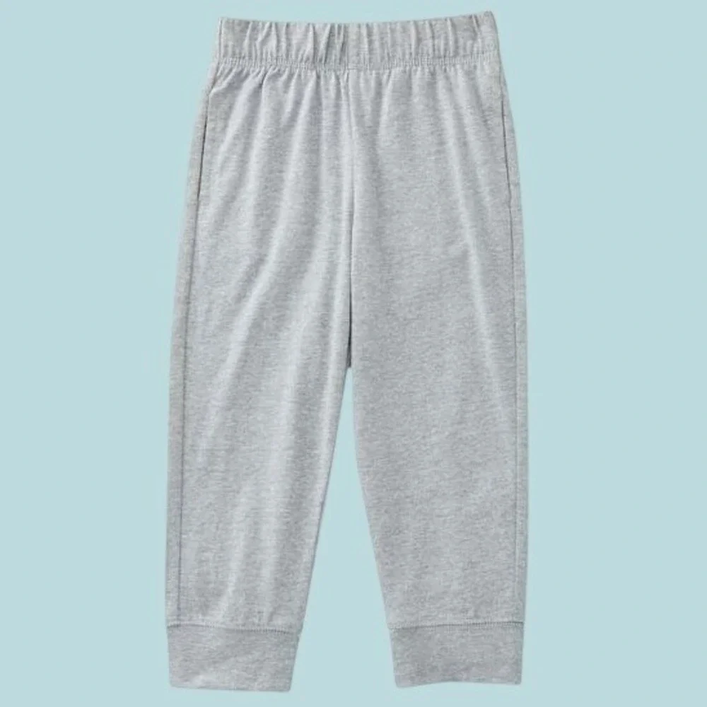 NWT Boys 5T Heather Gray Soft Jersey Cotton Joggers Pull On Pants Elastic Waist